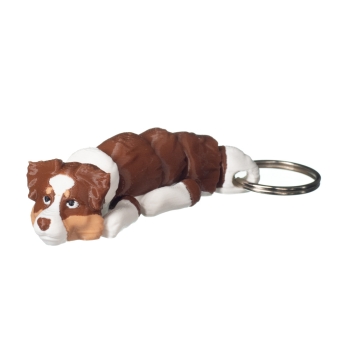 Brelok 3D Owczarek australijski brązowo-biały – brelok do kluczy pies, druk 3D